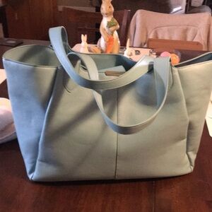 Light Blue Leather Tote Bag - Stylish Everyday Carry